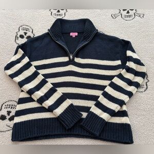 Francesca's Collections Mi Ami - Navy and White Striped Sweater
